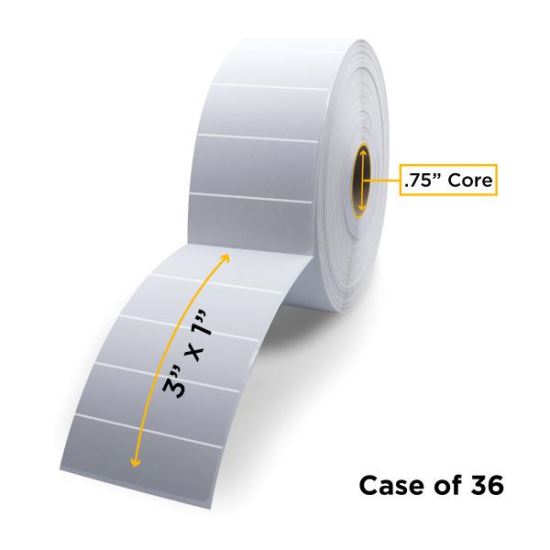 Clover Imaging Non-OEM New Direct Thermal Label Roll 0.75" ID x 2.25" Max OD for Mobile Barcode Printers1