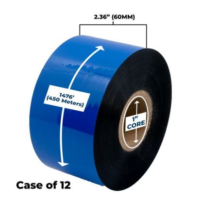 Clover Imaging Non-OEM New Performance Wax Ribbon 60mm x 450M (12 Ribbons/Case) for Zebra Printers1