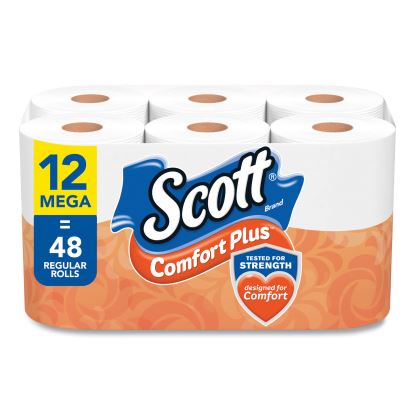 ComfortPlus Toilet Paper, Mega Roll, Septic Safe, 1-Ply, White, 425 Sheets/Roll, 12 Rolls/Pack1