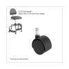 TaskMaster Hard Floor Casters, Grip Ring Stem, 2" Wheel, Black, 5/Set, Ships in 1-3 Business Days2