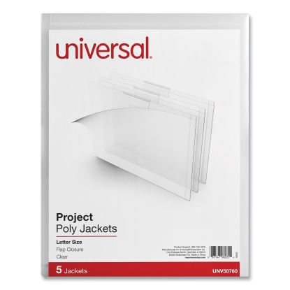 Project Poly Jackets, Letter Size, Clear, 5/Pack1