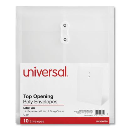 Top Opening Poly Envelopes, 1.25" Expansion, Letter Size, Clear, 10/Pack1