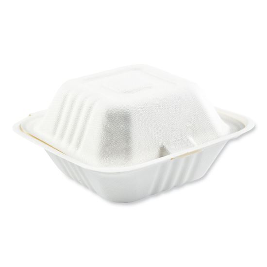 Bagasse PFAS-Free Food Containers, 1-Compartment, 6 x 6 x 3.19, White, Bamboo/Sugarcane, 500/Carton1