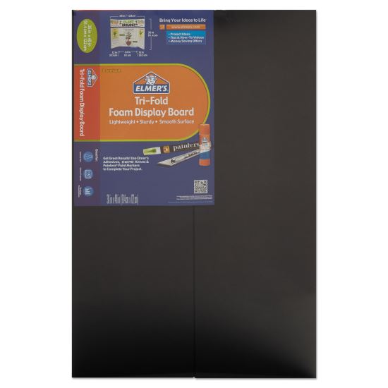 Premium Foam Display Board, CFC-Free Polystyrene, 24 x 36, Black Surface and Core, 12/Carton1