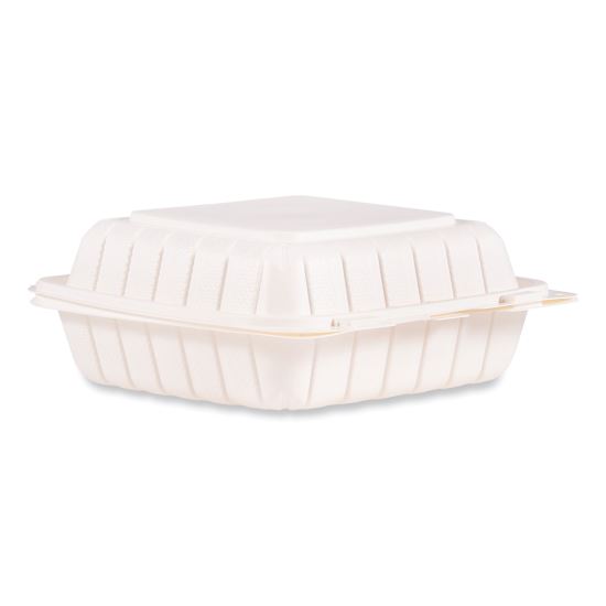 ProPlanet Hinged Lid Containers, Single Compartment, 8.25 x 8 x 3, White, Plastic, 150/Carton1