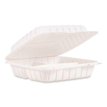 ProPlanet Hinged Lid Containers, 3-Compartment, 9 x 8.75 x 3, White, Plastic, 150/Carton1