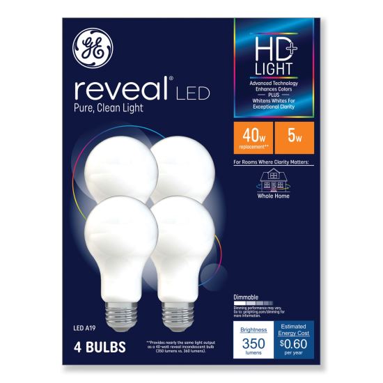 Reveal HD+ LED A19 Light Bulb, 5 W, 4/Pack1