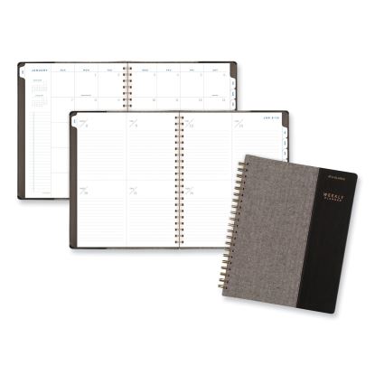 Signature Collection Black/Gray Felt Weekly/Monthly Planner, 11.25 x 9.5, Black/Gray Cover, 13-Month (Jan to Jan): 2024-20251