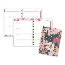 Thicket Weekly/Monthly Planner, Floral Artwork, 8.5 x 6.38, Gray/Rose/Peach Cover, 12-Month (Jan to Dec): 20241