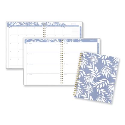 Elena Weekly/Monthly Planner, Palm Leaves Artwork, 11 x 9.25, Blue/White Cover, 12-Month (Jan to Dec): 20241