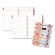 Cher Weekly/Monthly Planner, Plaid Artwork, 8.5 x 6.38, Pink/Blue/Orange Cover, 12-Month (Jan to Dec): 20241