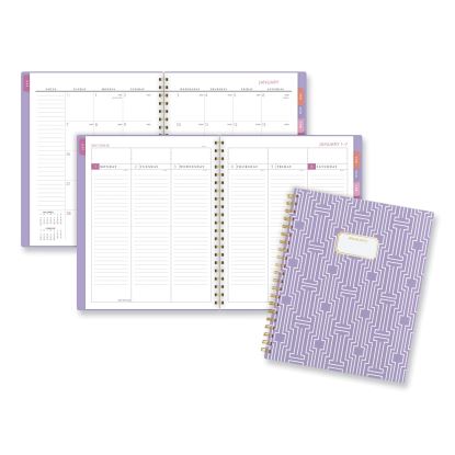Badge Geo Weekly/Monthly Planner, Geometric Artwork, 11 x 9.25, Purple/White/Gold Cover, 13-Month (Jan to Jan): 2024 to 20251
