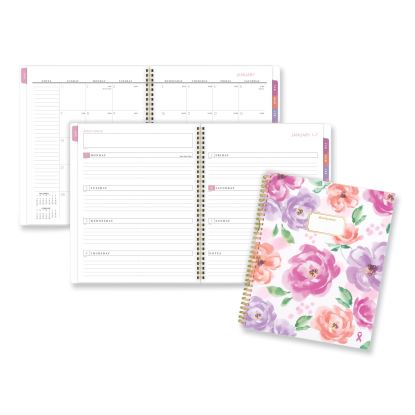 Badge Floral Weekly/Monthly Planner, Floral Artwork, 11 x 9.2, White/Multicolor Cover, 13-Month (Jan to Jan): 2024 to 20251