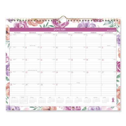 Badge Floral Wall Calendar, Floral Artwork, 15 x 12, White/Multicolor Sheets, 12-Month (Jan to Dec): 20241