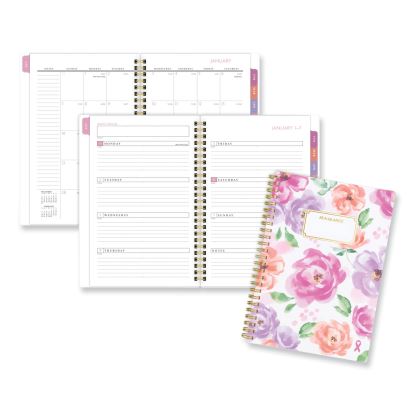Badge Floral Weekly/Monthly Planner, Floral Artwork, 8.5 x 6.38, White/Multicolor Cover, 13-Month (Jan to Jan): 2024 to 20251
