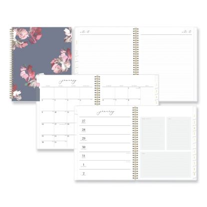 Life Note-It Leah Weekly/Monthly Notes Planner, Floral Artwork, 11 x 8.5, Gray/Pink/White Cover, 12-Month (Jan to Dec): 20241