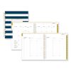 Day Designer Navy Stripe Daily/Monthly Planner, Navy Stripe Artwork, 10 x 8, Navy/White/Gold Cover, 12-Month (Jan-Dec): 20241