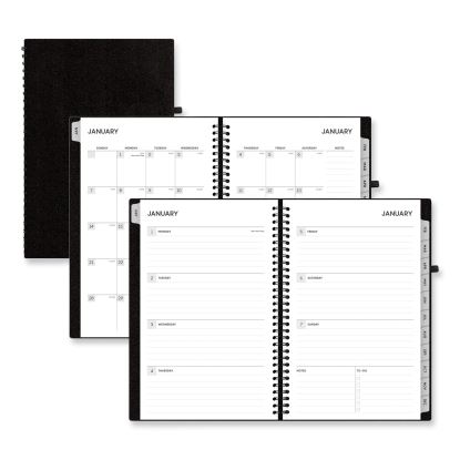 Aligned Weekly/Monthly Planner, 8 x 5, Black Cover, 12-Month (Jan to Dec): 20241