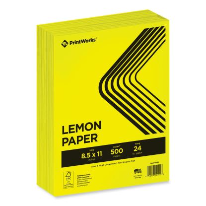 Color Paper, 24 lb Text Weight, 8.5 x 11, Lemon Yellow, 500/Ream1