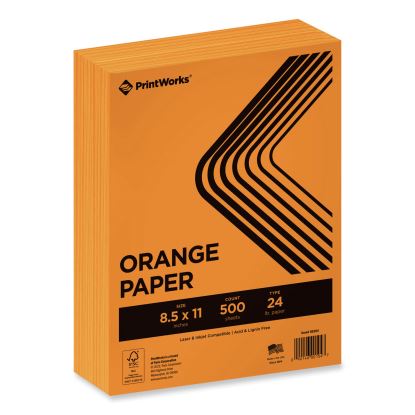 Color Paper, 24 lb Text Weight, 8.5 x 11, Orange, 500/Ream1