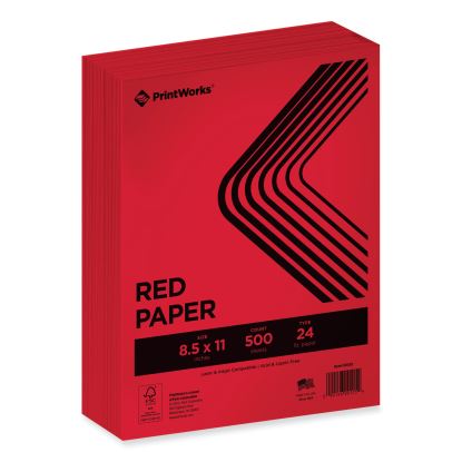 Color Paper, 24 lb Text Weight, 8.5 x 11, Red, 500/Ream1