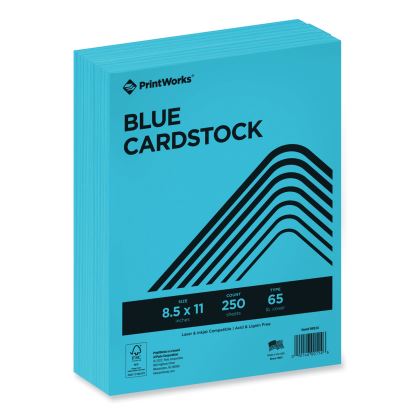 Color Cardstock, 65 lb Cover Weight, 8.5 x 11, Blue, 250/Ream1