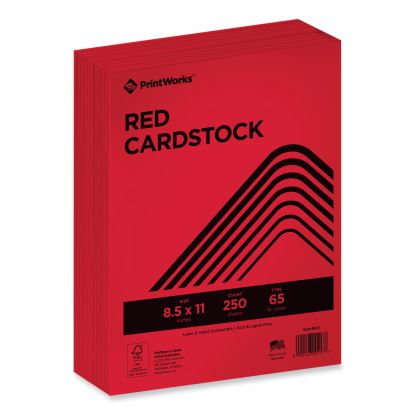 Color Cardstock, 65 lb Cover Weight, 8.5 x 11, Red, 250/Ream1