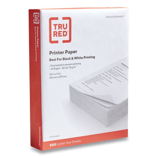 Printer Paper, 92 Bright, 20 lb Bond Weight, 8.5 x 11, 500 Sheets/Ream1