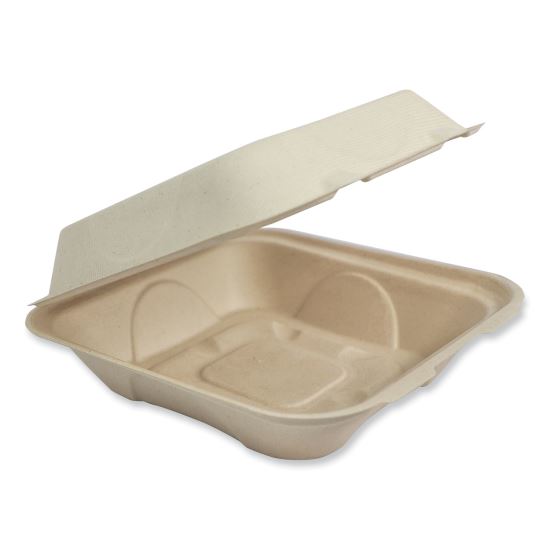 Fiber Hinged Containers, 9.2 x 9.1 x 3.2, Natural, Paper, 300/Carton1