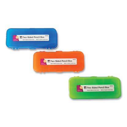 Double-Sided 5-Compartment Pencil Box, 8.5 x 3.5 x 1.5, Randomly Assorted Colors1