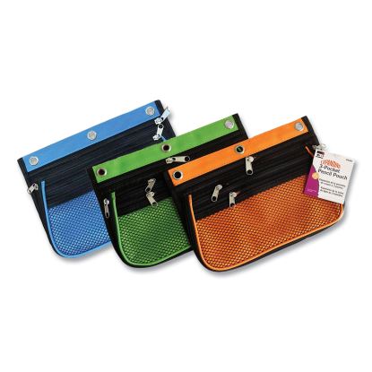 Three-Pocket Expandable Binder Pouch, 10.25 x 7.5, Assorted Colors, 3/Pack1