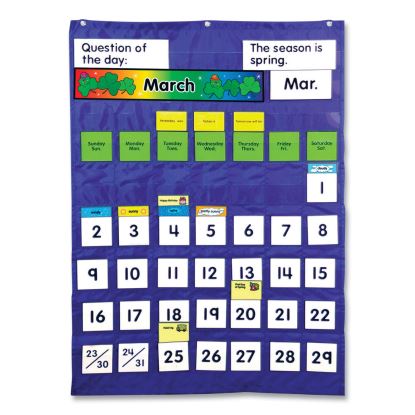 Complete Calendar and Weather Pocket Chart, 51 Pockets, 26 x 37.25, Blue1