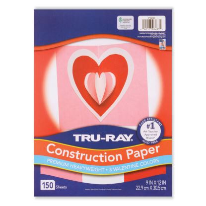 Tru-Ray Construction Paper, 70 lb Text Weight, 9 x 12, Assorted Valentine Colors, 150/Pack1