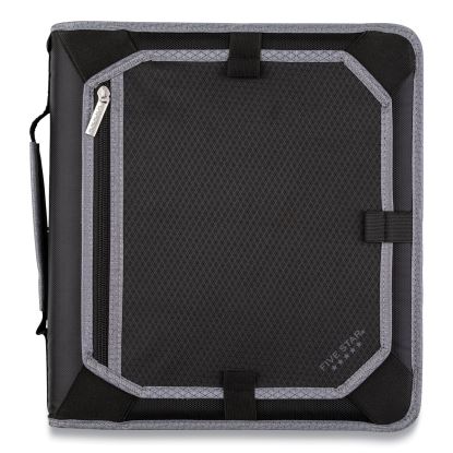 Zipper Binder, 3 Rings, 2" Capacity, 11 x 8.5, Black/Gray Accents1