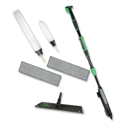 Excella Floor Cleaning Kit, 20" Gray Microfiber Head, 48" to 65" Black/Green Handle1