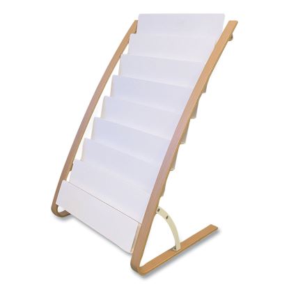 Literature Floor Display Rack, 22.8 x 19.69 x 36.61, White/Woodgrain1