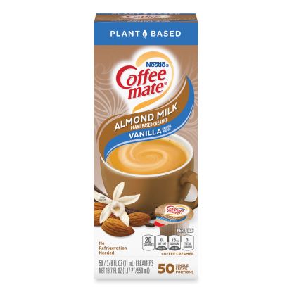 Plant-Based Almond Milk Non-Dairy Liquid Creamer Singles, Natural Vanilla, 0.38 oz Tubs, 50/Box1