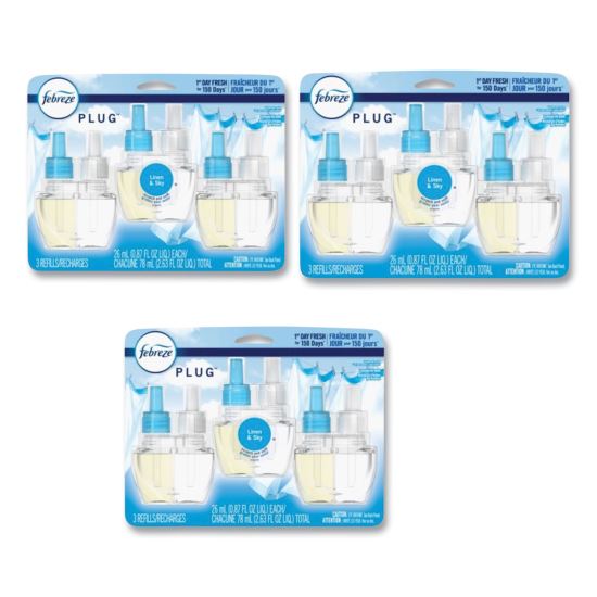 PLUG Air Freshener Refills, Linen and Sky, 2.63 oz, 3/Pack, 3 Packs/Carton1