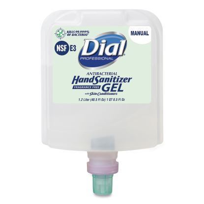 Antibacterial Gel Hand Sanitizer Refill for Dial 1700 Dispenser, 1.2 L Refill, Fragrance-Free, 3/Carton1