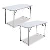 Bifold Resin Folding Table, Rectangular, 48" x 23.6" x 29.1", White Granite Top, Gray Base/Legs, 2/Pack1