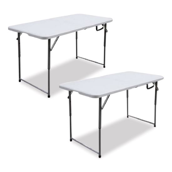 Bifold Resin Folding Table, Rectangular, 48" x 23.6" x 29.1", White Granite Top, Gray Base/Legs, 2/Pack1