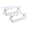 Bifold Resin Folding Table, Rectangular, 94.5" x 29.9" x 30", White Granite Top, Gray Base/Legs, 2/Pack1