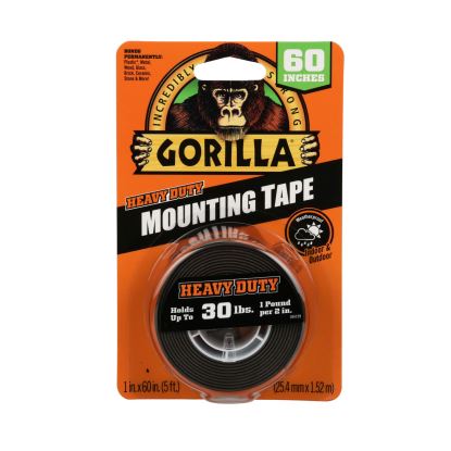 Heavy Duty Mounting Tape, Permanent, Holds Up to 30 lbs, 1" x 60", Black1