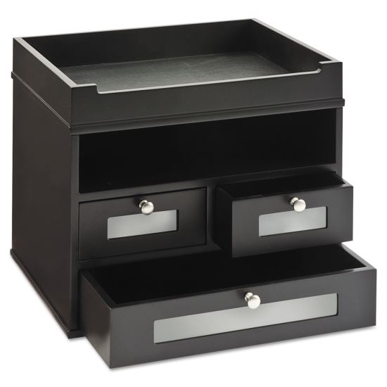 Midnight Black Collection Tidy Tower, 5 Compartments, 3 Drawers, 12.8 x 10.6 x 10.9, Black, Ships in 1-3 Business Days1
