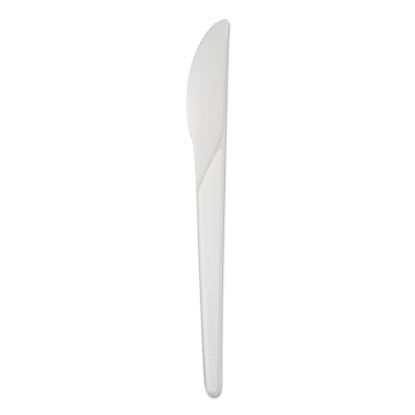 Plantware Compostable Cutlery, Knife, 6", White, 1,000/Carton1