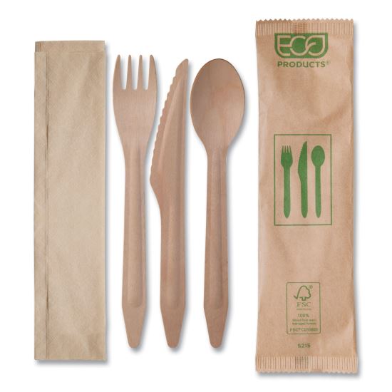 Wood Cutlery, Fork/Knife/Spoon/Napkin, Natural, 500/Carton1