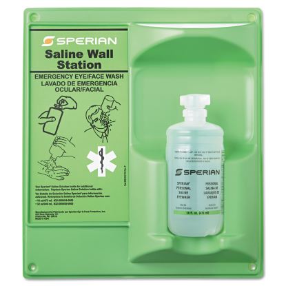 Saline Eye Wash Wall Station, 16 oz Bottle, 1 Bottle/Station1