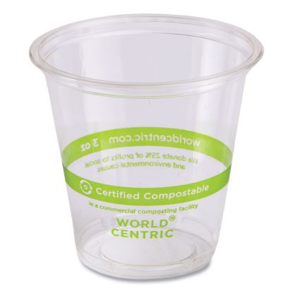 PLA Clear Cold Cups, 3 oz, Clear, 2,500/Carton1