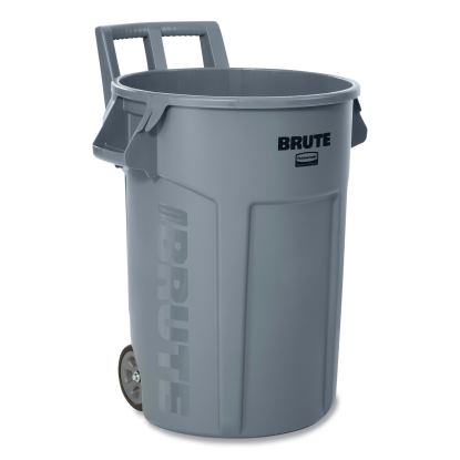 Vented Wheeled BRUTE Container, 32 gal, Plastic, Gray1