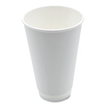 Paper Hot Cups, Double-Walled, 16 oz, White, 25/Pack1